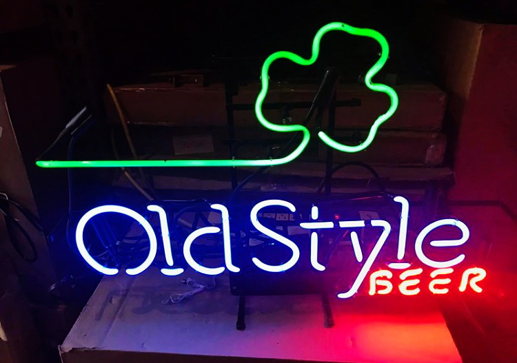 Old Style Beer Shamrock Neon Sign